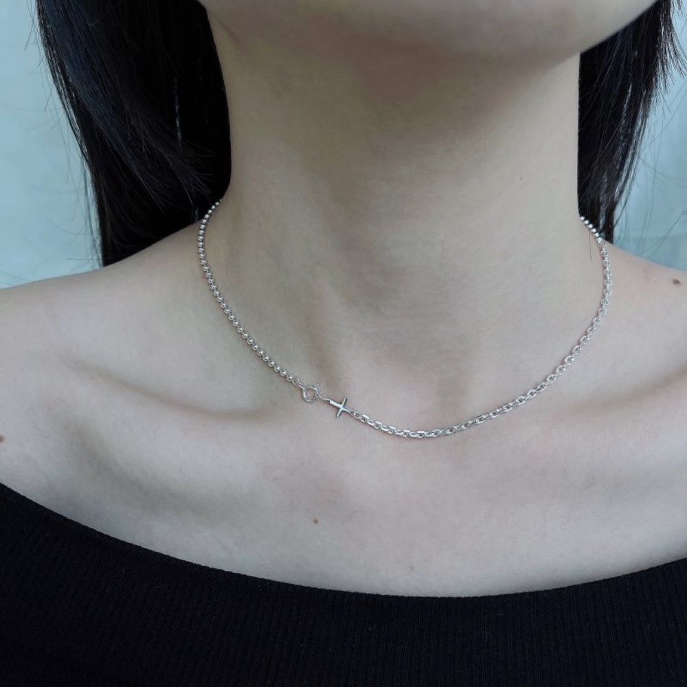 Sterling Silver 925 Tiny Cross Dainty Necklace - Picture 3 of 4